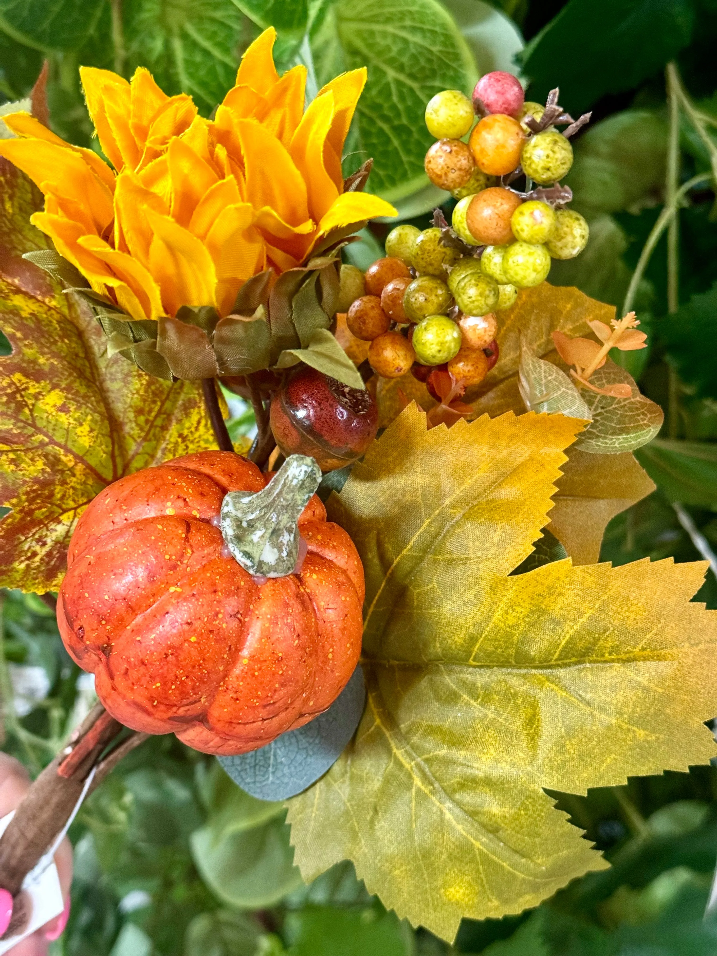 19 Inch Sunflower And Pumpkin Fall Floral Pick