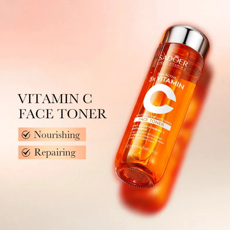 6Pcs/Set SADOER Vitamin C Skin Care Sets Face Cream Facial Cleanser Serum Toner Eye Cream Moisturizing Face Care Kit for Beauty