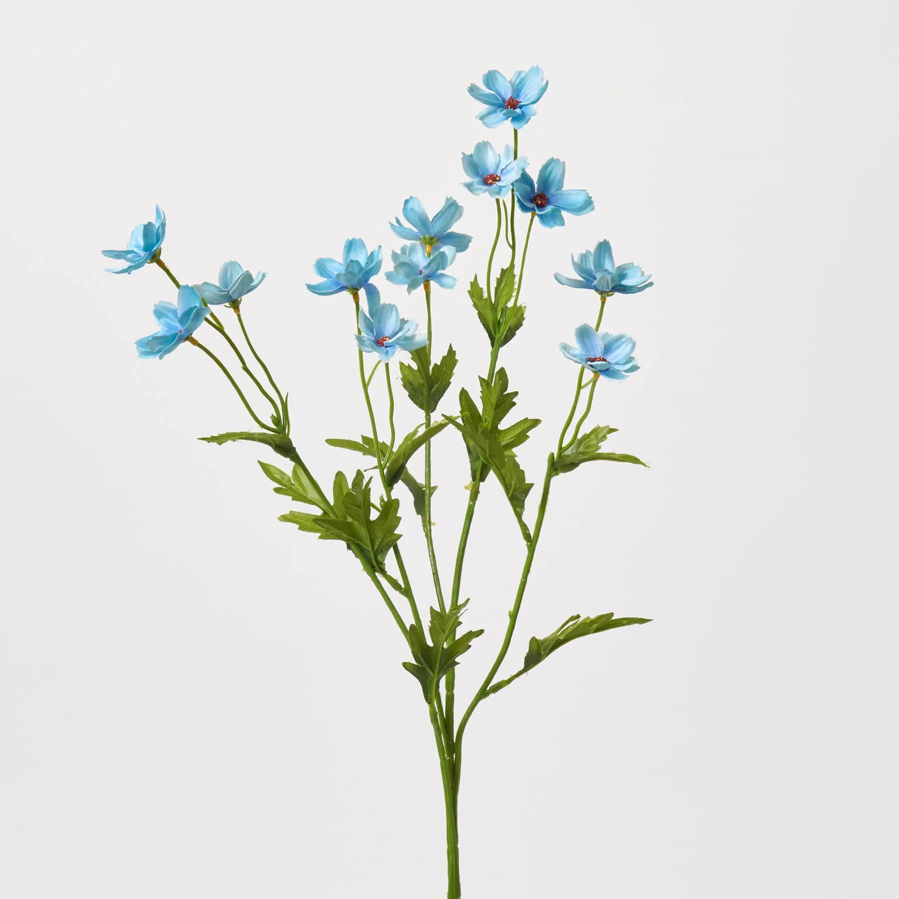 Aqua Blue Mini Wildflower Cosmos Pick Single Long Stem Faux Floral Spray - 27"