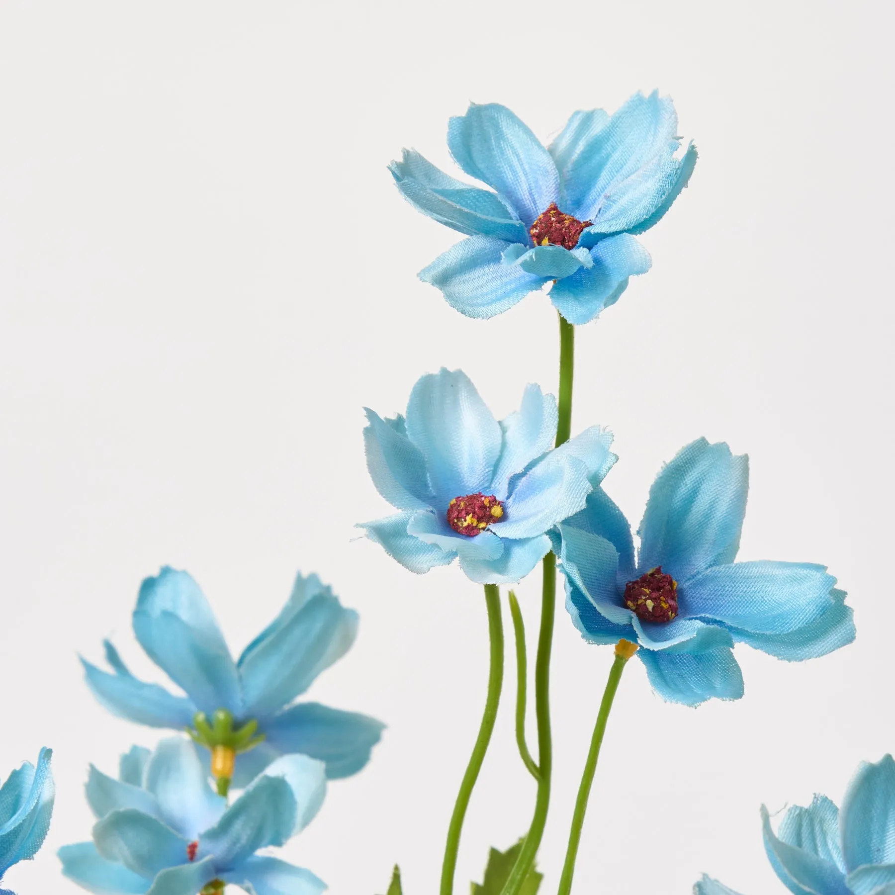 Aqua Blue Mini Wildflower Cosmos Pick Single Long Stem Faux Floral Spray - 27"