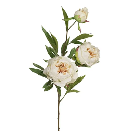 Artificial Silk Peony Flower Spray - Cream