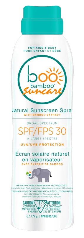 Boo Bamboo - SPF 30 Kids & Baby Sunscreen Spray, 177 mL