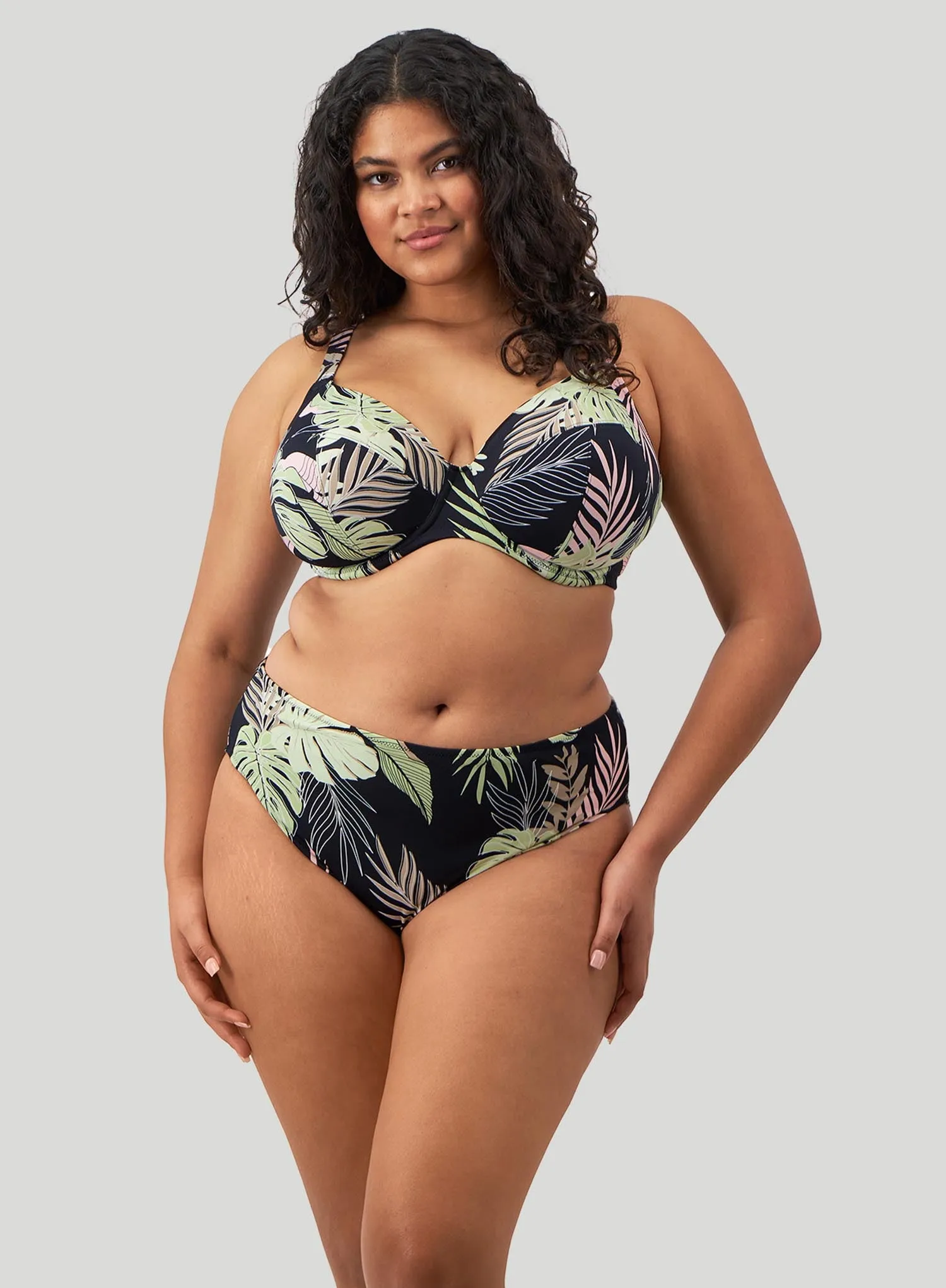 Elomi Swim: Tropical Retreat Mid Rise Bikini Brief Black