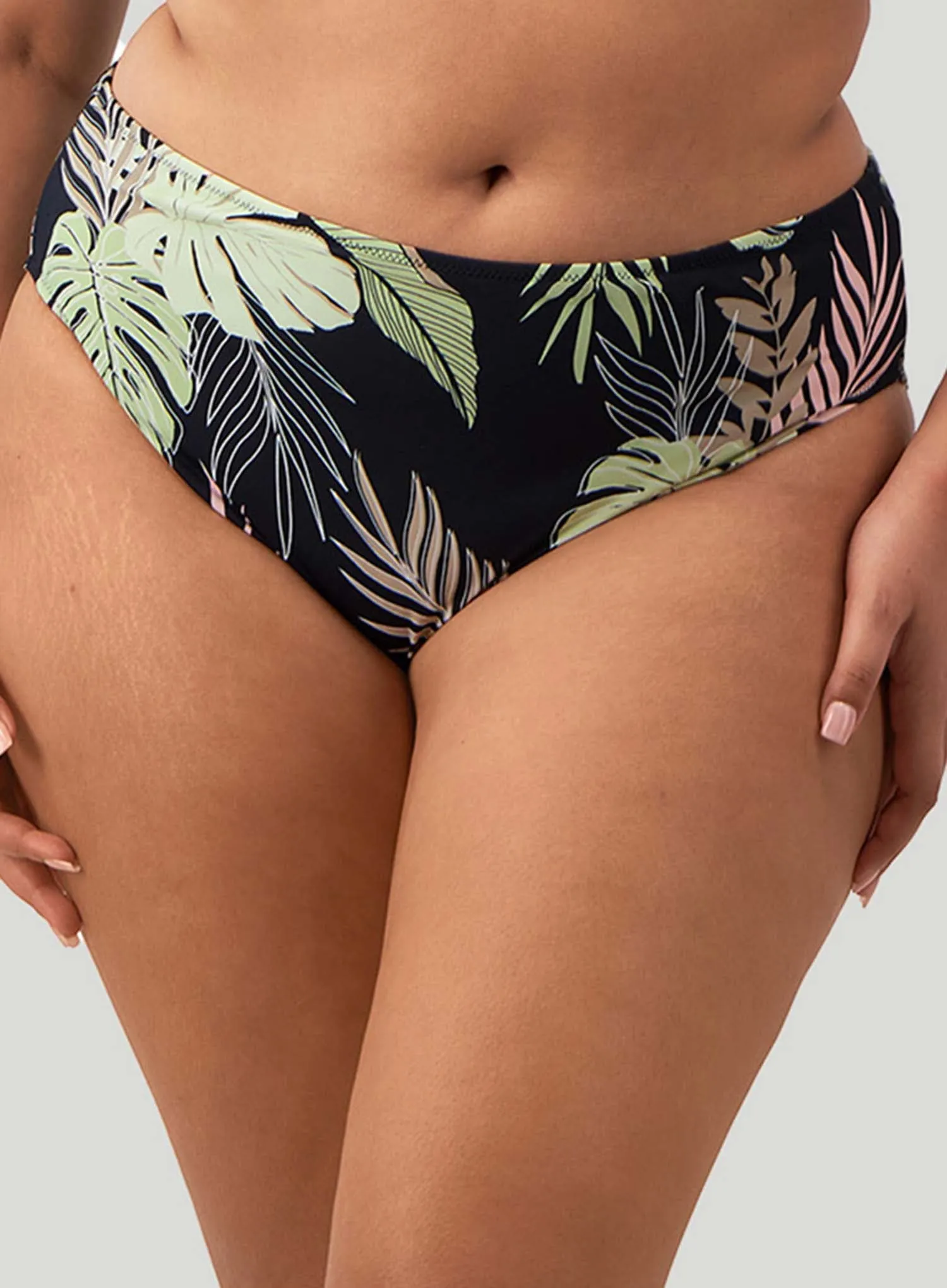 Elomi Swim: Tropical Retreat Mid Rise Bikini Brief Black