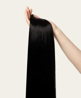 Jet Black, 12" Seamless Clip-In Hair Extensions, #N01 | 140g