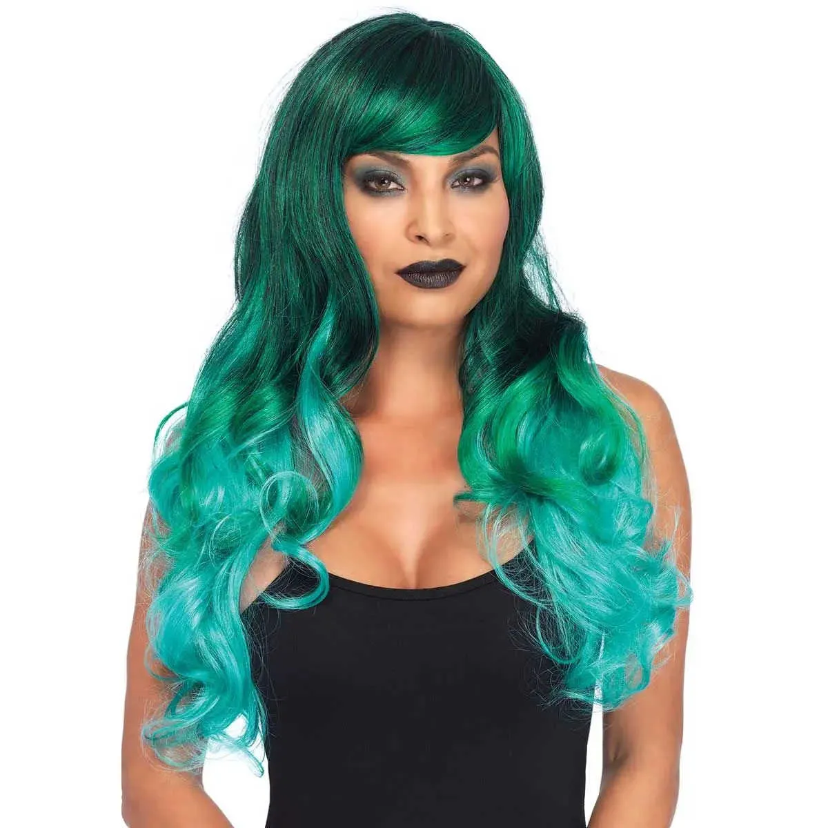 Ombre Jewel Green Long Wavy Wig