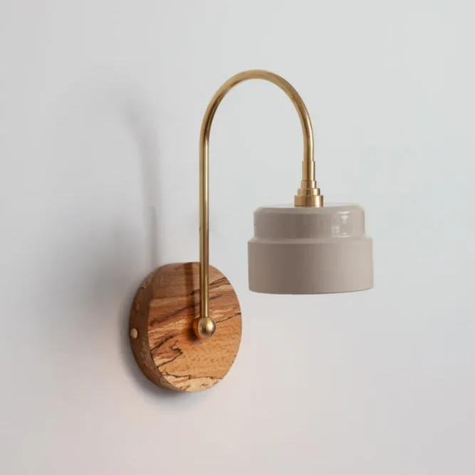 "Bex" Arch Stemmed Wall light - Ceramic and Hardwood